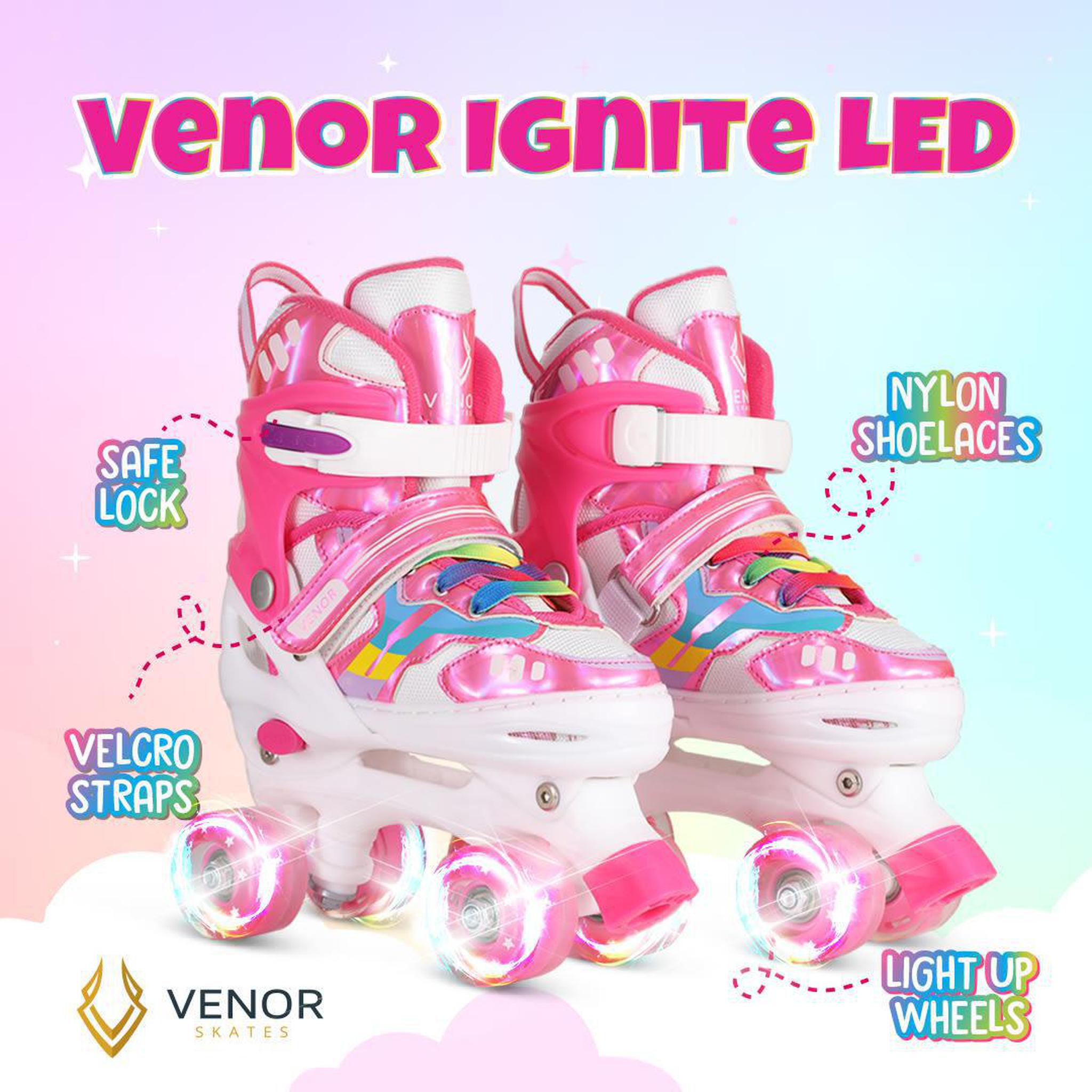 VENOR Ignite LED Wrotki - Shiny Pink- ScootWorld