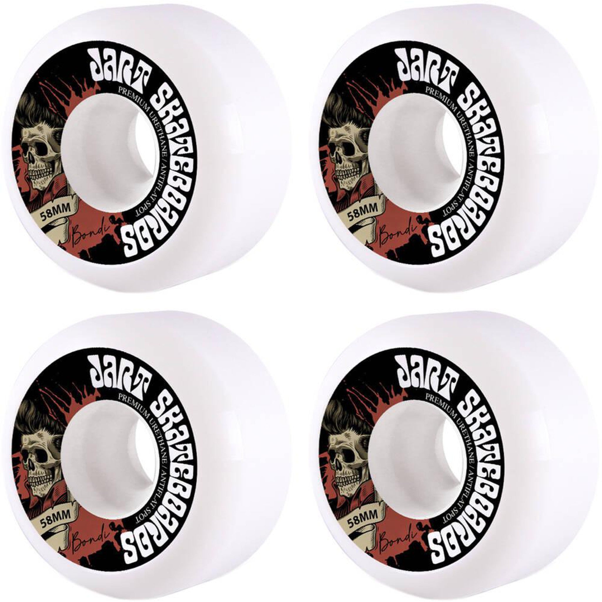 Jart Bondi 83B Skateboard Hjul 4-Pak - Hvid/Sort/Rød- ScootWorld