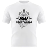 ScootWorld Fire Globe Tshirt - White- ScootWorld