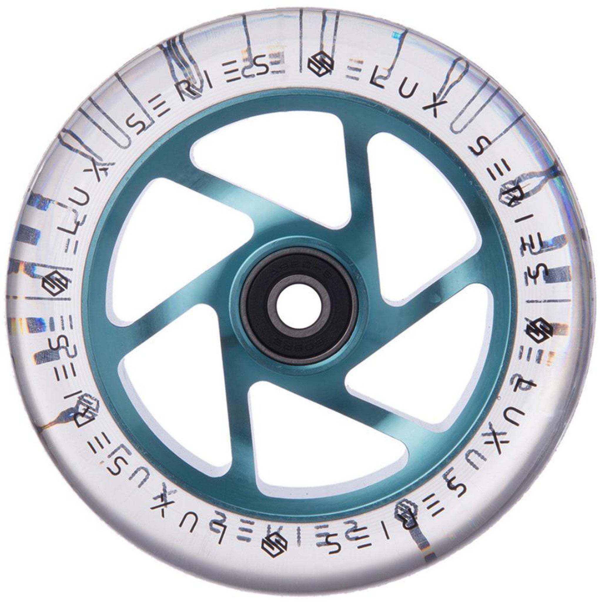 Striker Lux Spoked Clear PU 110mm Kółka Do Hulajnogi Wyczynowej - Clear/Teal- ScootWorld