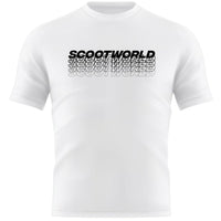 ScootWorld Repeat Logo Tshirt - White- ScootWorld