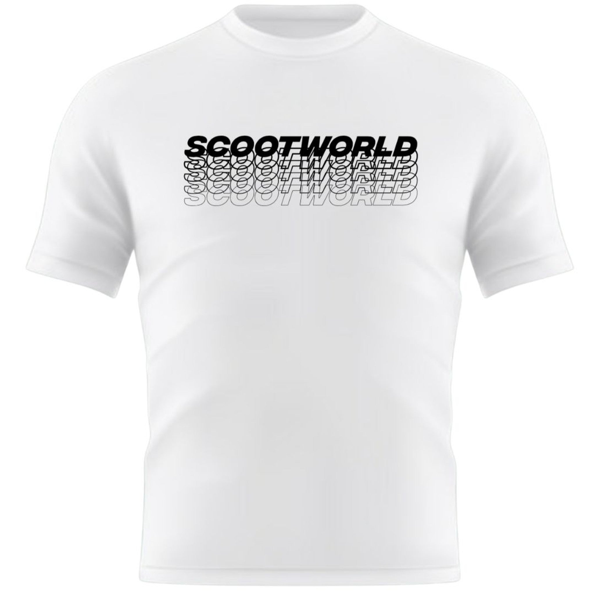 ScootWorld Repeat Logo Tshirt - White- ScootWorld