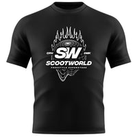 ScootWorld Fire Globe Tshirt - Black- ScootWorld