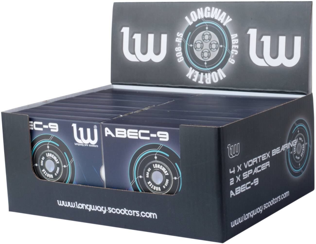 Longway Vortex Retail Scooter Bearings 20-Pak - ScootWorld