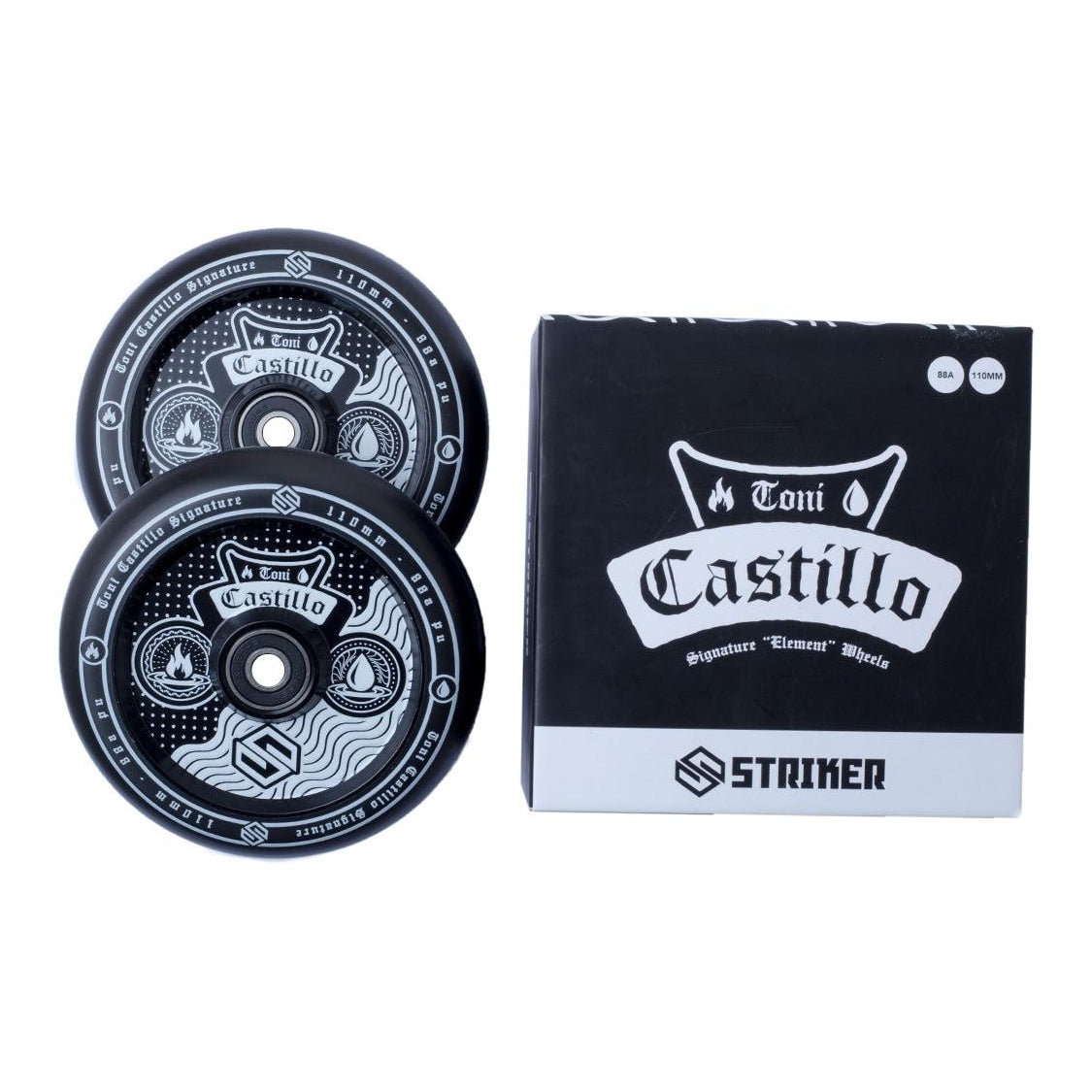 Striker Toni Castillo 2-Pak Signature 110mm Kółka Do Hulajnogi Wyczynowej - Black/White- ScootWorld