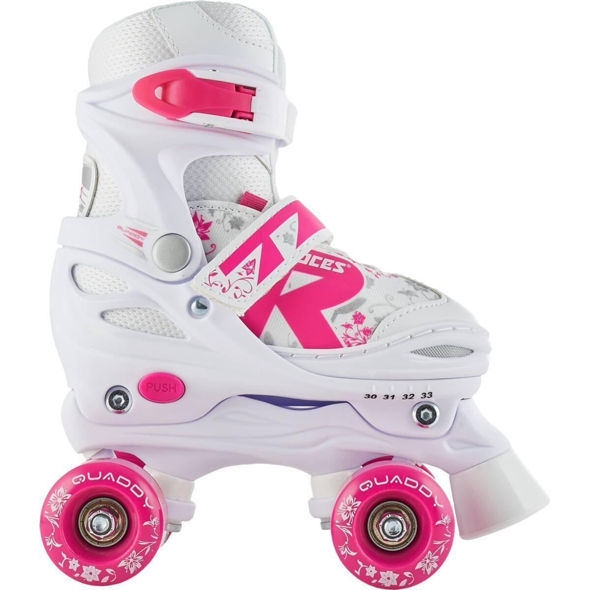 Roces Quaddy 2.0 Regulowana Wrotki Dzieci - White/Pink- ScootWorld