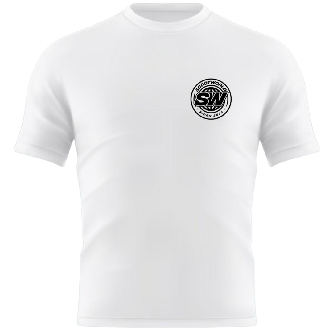 ScootWorld Small Chest Batch Logo Tshirt - White- ScootWorld