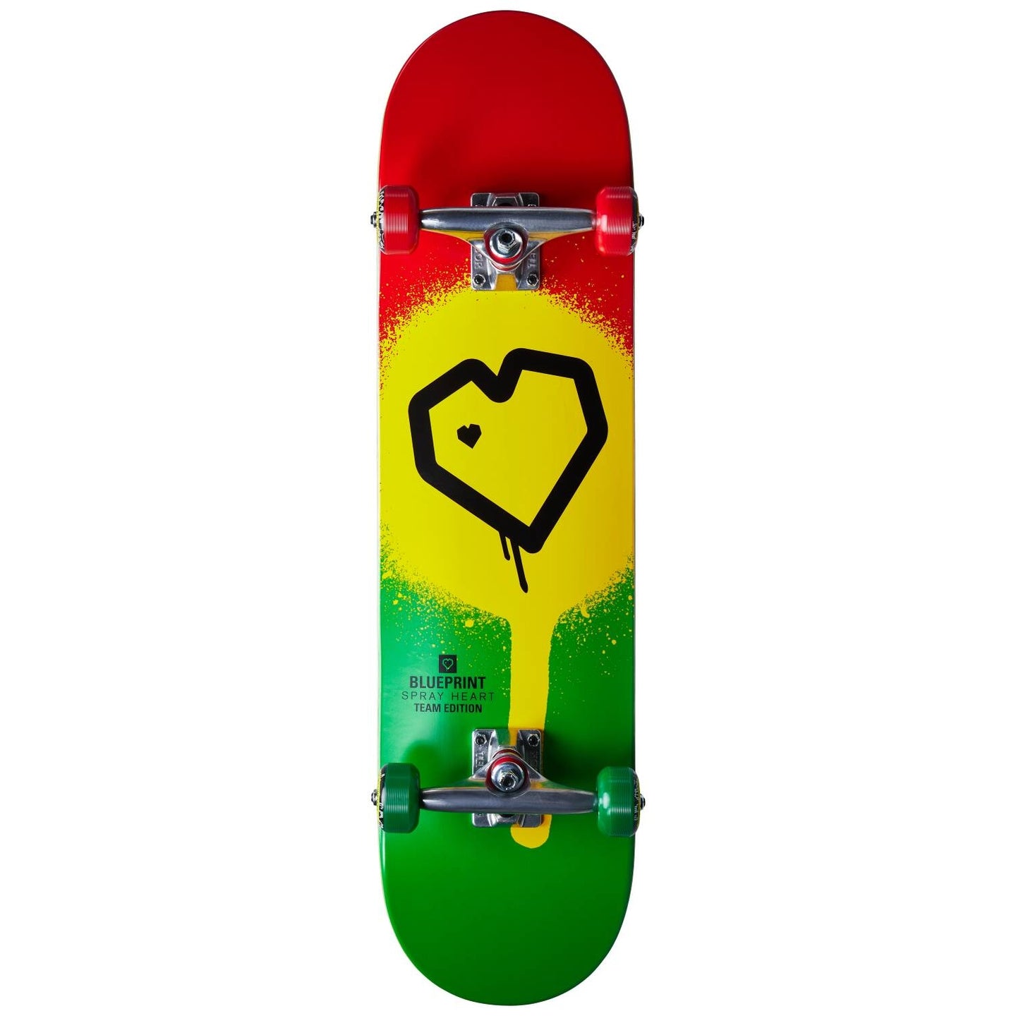 Blueprint Spray Heart V2 Komplet Skateboard - Rasta 2- ScootWorld