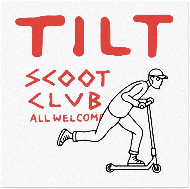 Tilt Scoot Club Klistermærke Til Løbehjul - Hvid- ScootWorld