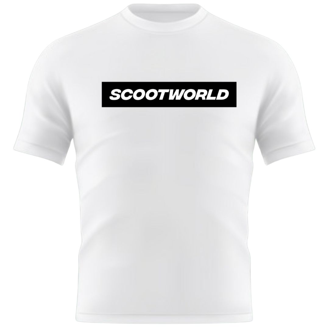 ScootWorld Box Logo Tshirt - White/Black- ScootWorld